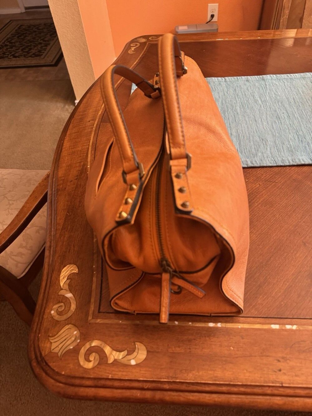 C & C California Leather Bag Satchel Crossbody Tote Womens Bag British Tan - Picture 7 of 16